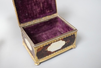 A 19th century gilt-brass and tortoiseshell casket 8cm